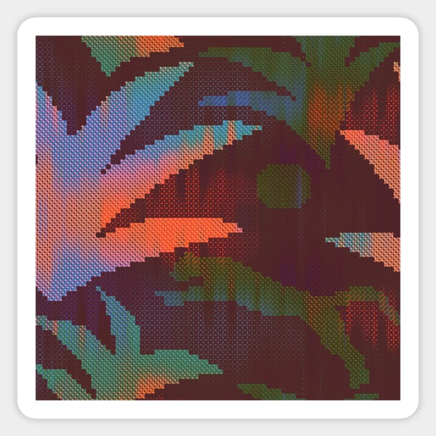 Criss Cross Stitch / Neon Night in the Jungle Sticker by matise